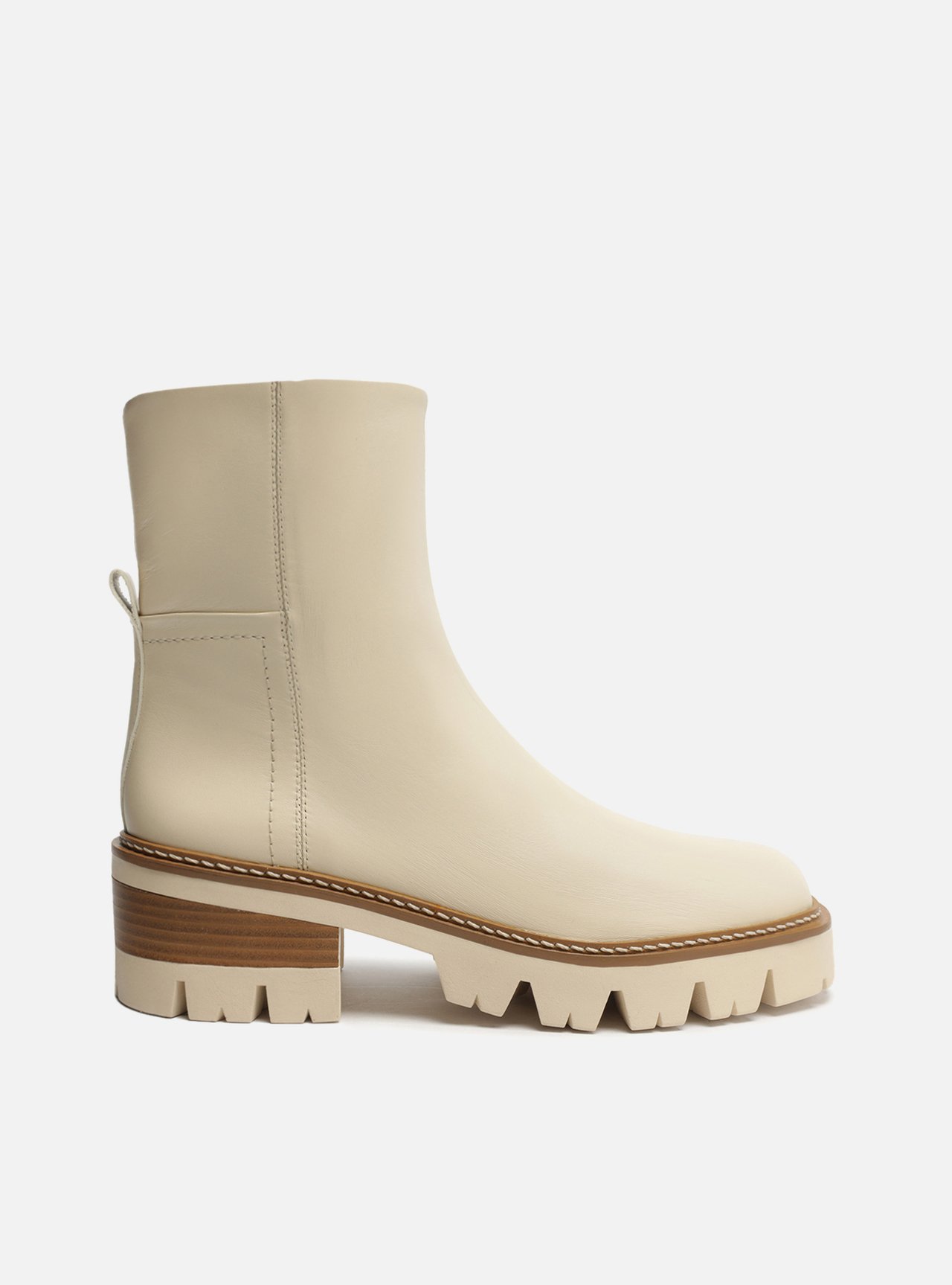 Bota Off White Couro Cano M dio Tratorada Arezzo Bras lia